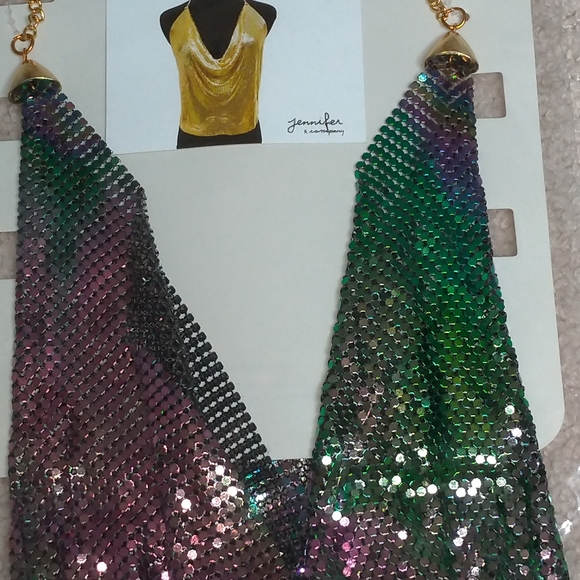 Fashion Nova Tops - Fashion Nova Green and Purple mesh top, O/S